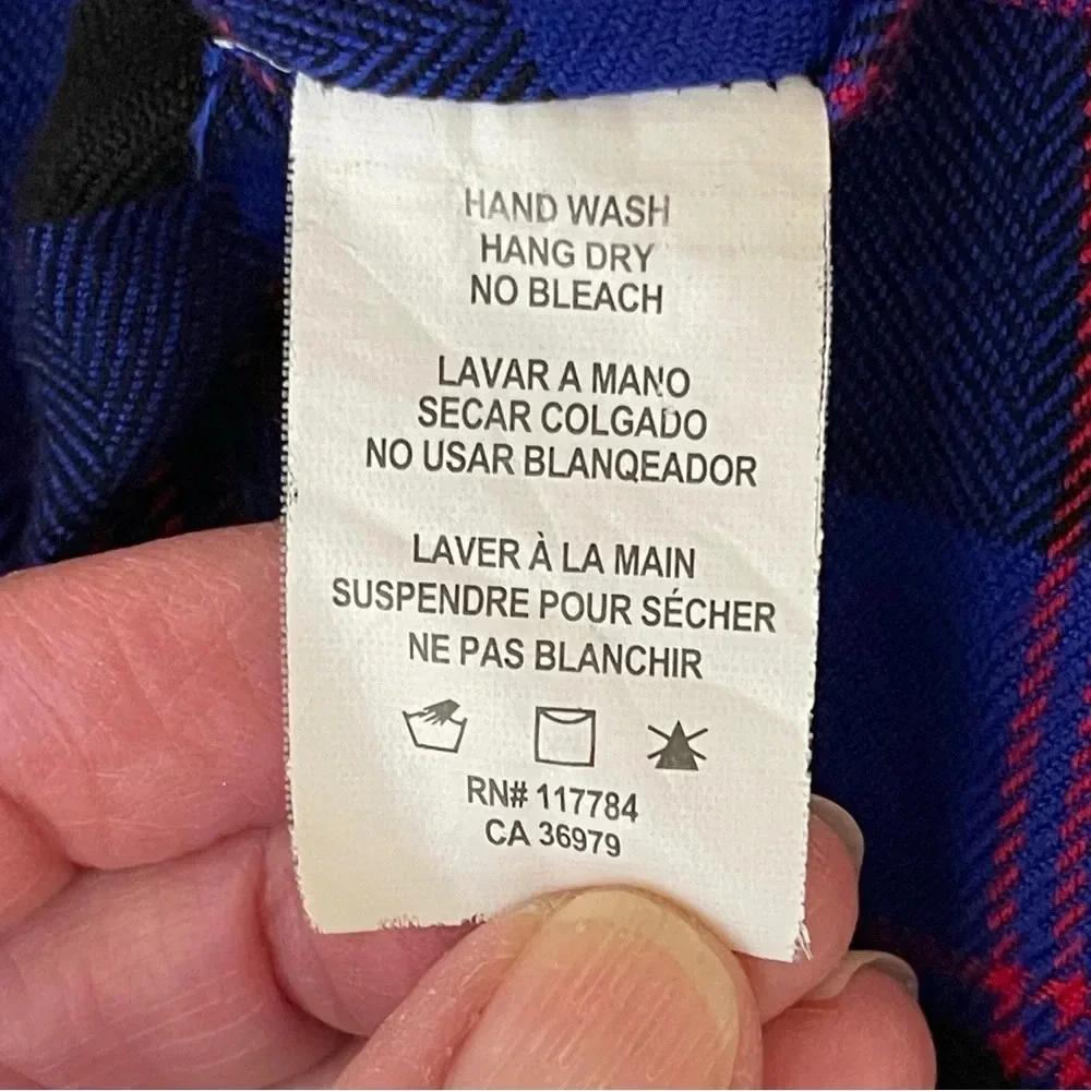RAILS Nadine Flannel Plaid Royal Blue Red Shirt Dress Tie pockets Cabincore